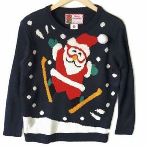 Santa Skiing Women's Christmas Sweater  🎄